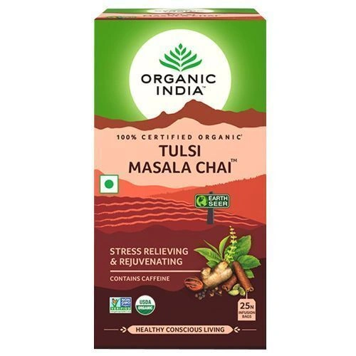 Organic India Masala Tea Bags - Tulsi Chai 52.5 gm (25 Bags x 2.1 gm each)-