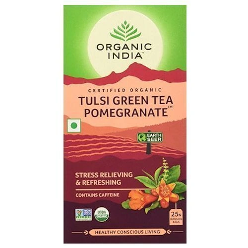 Organic India Green Tea - Tulsi &amp; Pomegranate 50 gm (25 Bags x 2 gm each)-