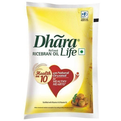 Dhara Refined Oil - Rice Bran (Natural Oryzanol & Vitamin E)