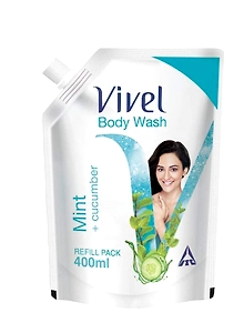 Vivel Body Wash, Mint and Cucumber, 400ml