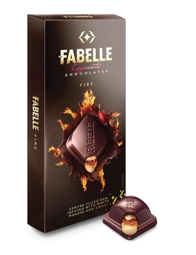 Fabelle Luxury Chocolates Fire Centre Filled Bar Infused with White Mousse and Chilli 131g-