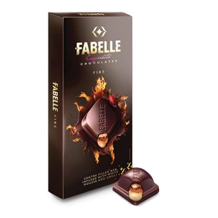 Fabelle Luxury Chocolates Fire Centre Filled Bar Infused with White Mousse and Chilli 131g
