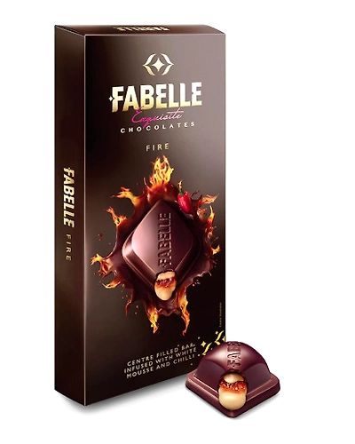 Fabelle Luxury Chocolates Fire Centre Filled Bar Infused with White Mousse and Chilli 131g-SKU-6822