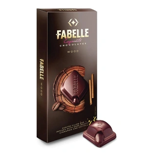Fabelle Luxury Chocolates Wood Centre Filled Bar Infused with Dark Mousse, Cinnamon and Coffee 131g