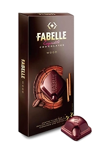 Fabelle Luxury Chocolates Wood Centre Filled Bar Infused with Dark Mousse, Cinnamon and Coffee 131g