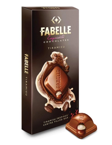 Fabelle Luxury Chocolates Tiramisu Centre Filled Bar Infused with Coffee and Mascarpone Cheese 131g-