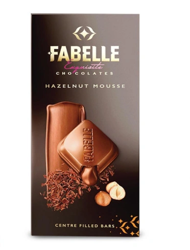 Fabelle Exquisite Chocolates Hazelnut MOUSEE, Centre Filled Bars, 130g-