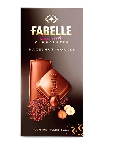 Fabelle Exquisite Chocolates Hazelnut MOUSEE, Centre Filled Bars, 130g-SKU-6843