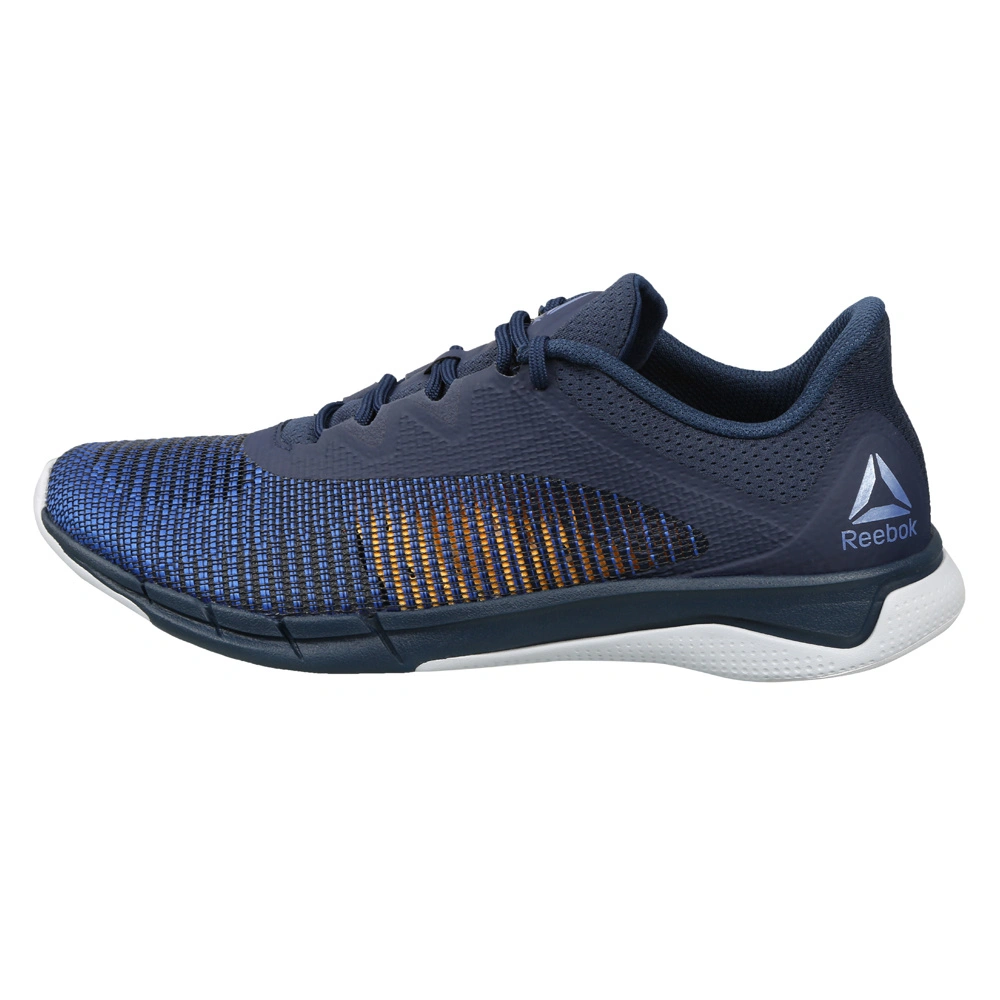 MEN'S REEBOK RUNNING FAST TEMP FLEXWEAVE SHOES-NAVY/COBALT/GREY/GOLD-6-1