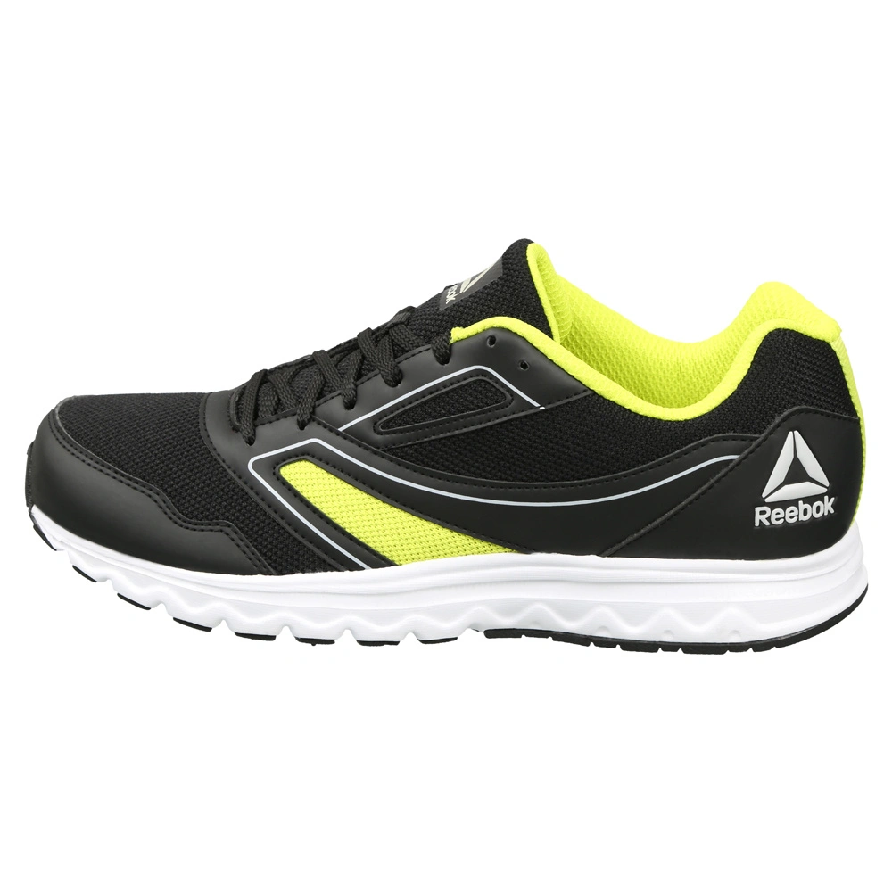 MEN'S REEBOK EXPLORE RUN SHOES-BLACK/SEMI SOLAR YELLOW-6-1