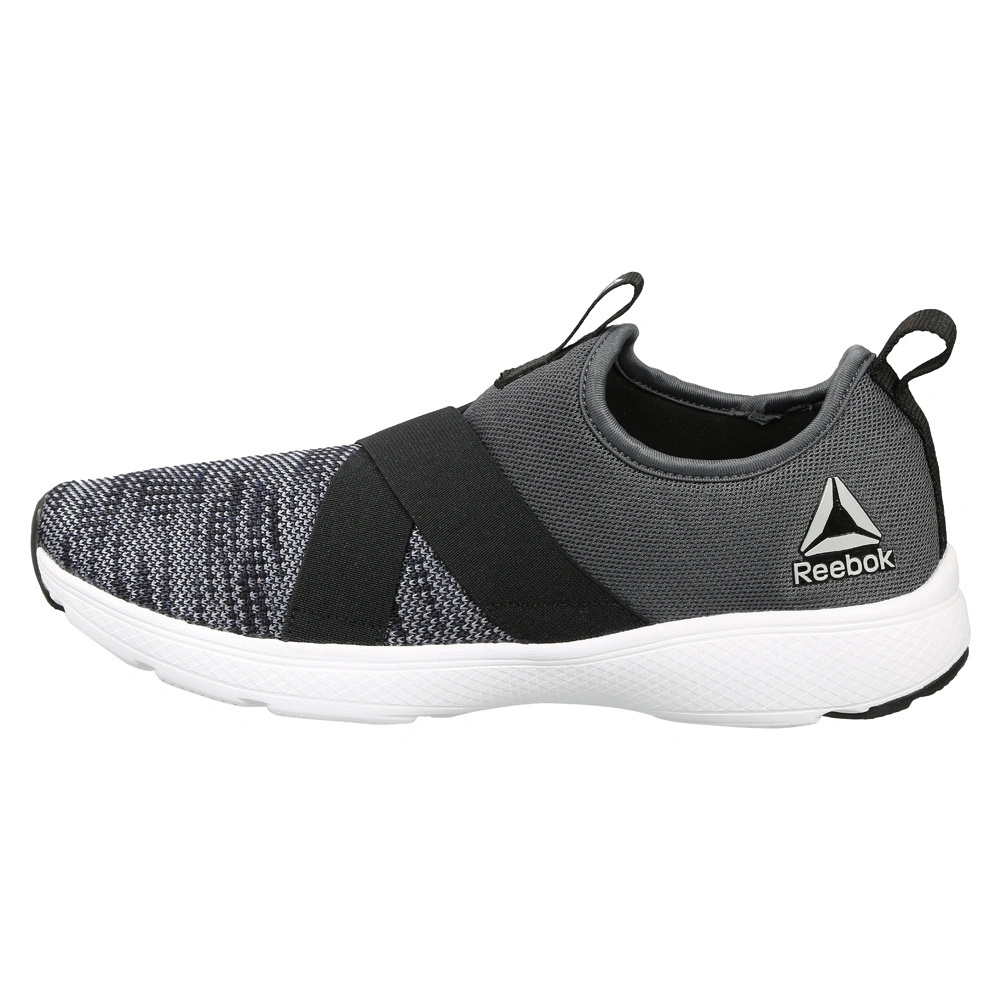 MEN'S REEBOK WALKING TREAD LEAP SLIP-ONS-BLACK/TRUE GREY-9-1