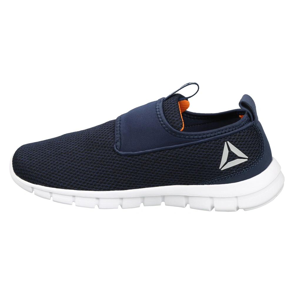 MEN'S REEBOK TREAD WALK LITE SLIP-ONS-COLLEGIATE NAVY/NACHO-6-1