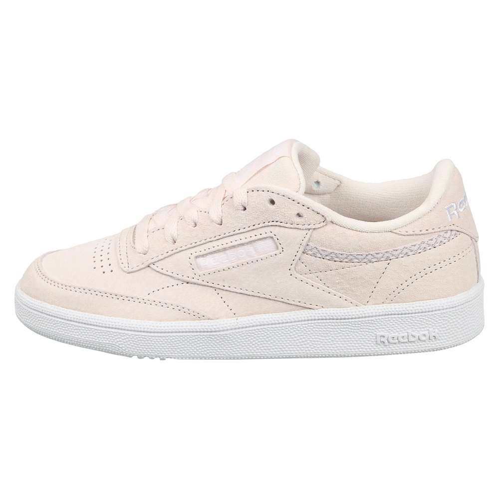 WOMEN'S REEBOK CLASSICS CLUB C 85 TRIM NUBUCK SHOES- B-PINK/WHT/GREY-6-1