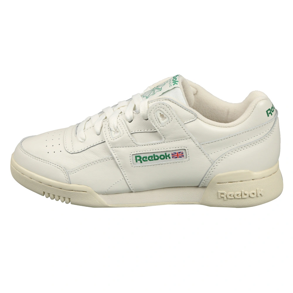 WOMEN'S REEBOK CLASSICS WORKOUT LO PLUS SHOES- B-CHALK/PAPER WHT/GREEN-6-1