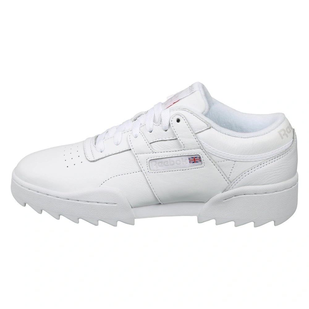 UNISEX REEBOK CLASSICS WORKOUT RIPPLE OG SHOES- B-WHITE/STEEL/EXCELLENT RED-7-1