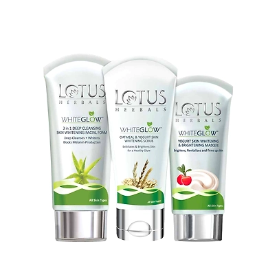 Lotus Herbals The Whitening Glow Kit ( Facial Foam 100gm+ Masque 80gm + Scrub 100gm)-