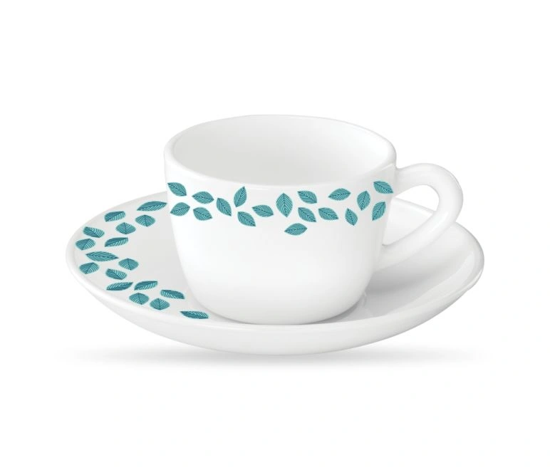 Blue Leaves Cup &amp; Fluted Saucer Set-