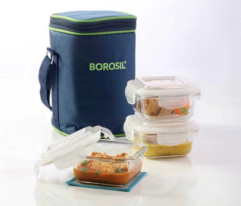 3 Container Microwavable Glass LunchBox -