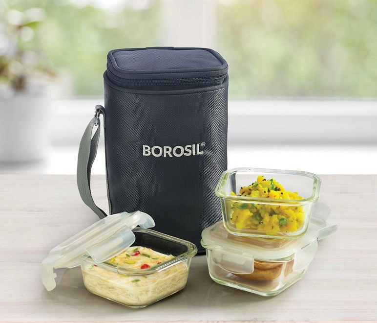 3 Container Microwavable Glass LunchBox -