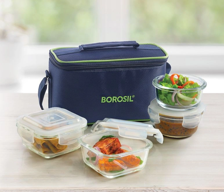 4 Container Microwavable Glass LunchBox-