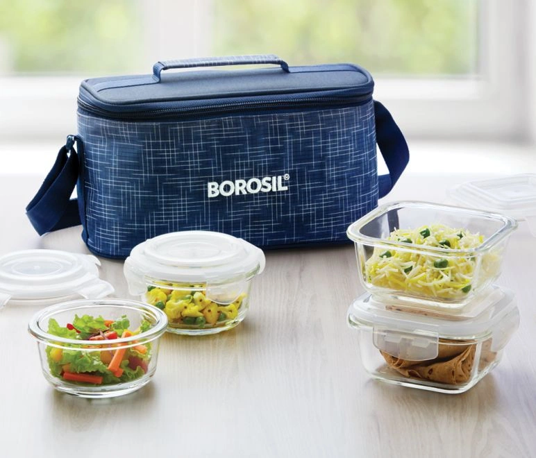 4 Container Microwavable Glass Lunch Box (D'Sign Bag)-