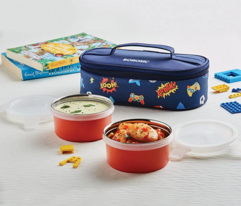 Blaze Blue SS LunchBox with 2 Orange Containers-