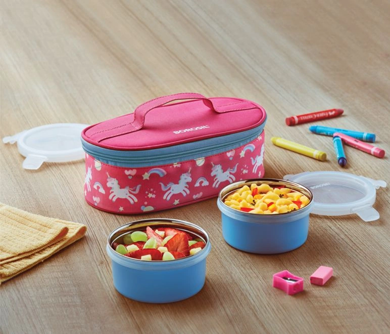 Candy Pink SS LunchBox with 2 Blue Containers-