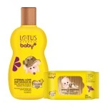 LOTUS HERBALS BABY+ COMBO PACK - ETERNAL LOVE BABY MASSAGE OIL &amp; GENTLE AND REFRESHING BABY WIPES-