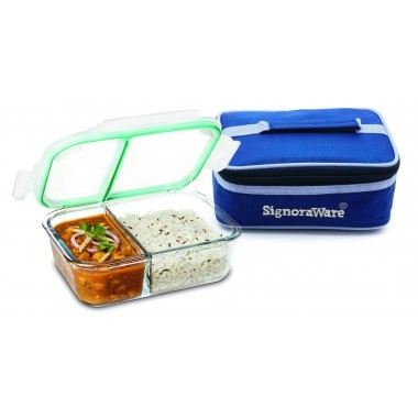 Signoraware Slim Glass Small Lunch Box (1000 ml.) with Bag-