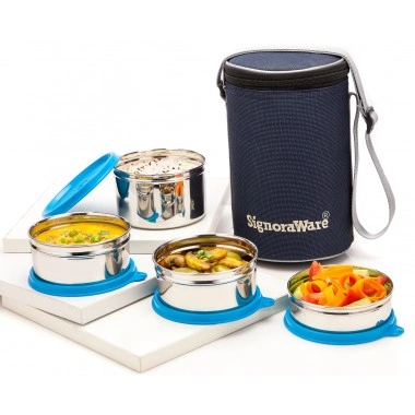 Executive Prime Steel Lunch Box - T. Blue Colour-