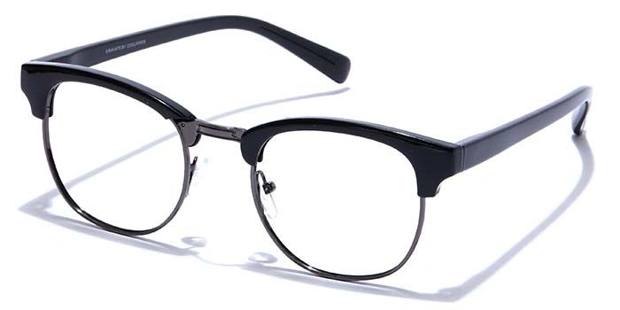 GRAVIATE by Coolwinks E12A7576 Glossy Black Full Frame Clubmaster Eyeglasses for Men and Women-BLACK-1