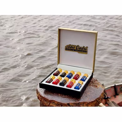 Adil Qadri EXCLUSIVE Premium Quality PURE Attar GIFT BOX 2.5 ML X 10 BOTTLE-