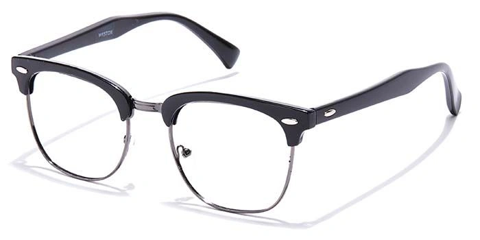 GRAVIATE by Coolwinks E12C7234 Glossy Black Full Frame Clubmaster Eyeglasses for Men and Women-BLACK-1