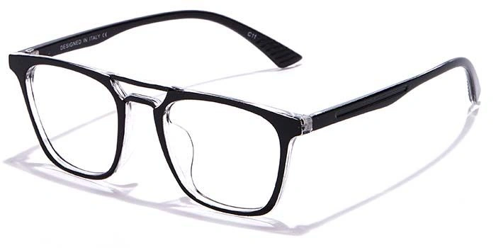 GRAVIATE by Coolwinks E12A6954 Glossy Black Full Frame Retro Square Eyeglasses for Men and Women-BLACK-1