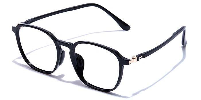 GRAVIATE by Coolwinks E12B7465 Glossy Black Full Frame Retro Square Eyeglasses for Men and Women-BLACK-1