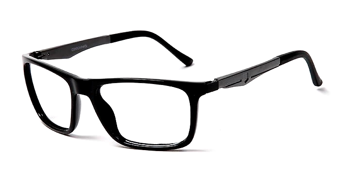 GRAVIATE by Coolwinks E12C5666 Glossy Black Full Frame Retro Square Eyeglasses for Men and Women-BLACK-1