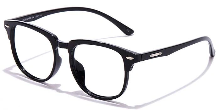 GRAVIATE by Coolwinks E12C7008 Glossy Black Full Frame Retro Square Eyeglasses for Men and Women-BLACK-1