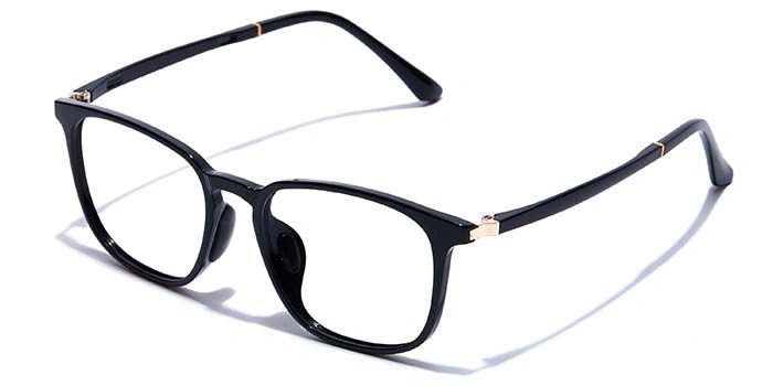 GRAVIATE by Coolwinks E12C7468 Glossy Black Full Frame Retro Square Eyeglasses for Men and Women-BLACK-1