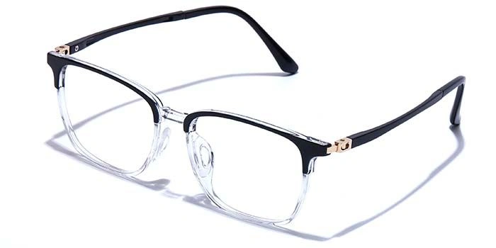 GRAVIATE by Coolwinks E12C7471 Glossy Black Full Frame Retro Square Eyeglasses for Men and Women-BLACK-1