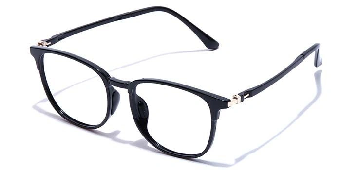 GRAVIATE by Coolwinks E12C7473 Glossy Black Full Frame Retro Square Eyeglasses for Men and Women-BLACK-1