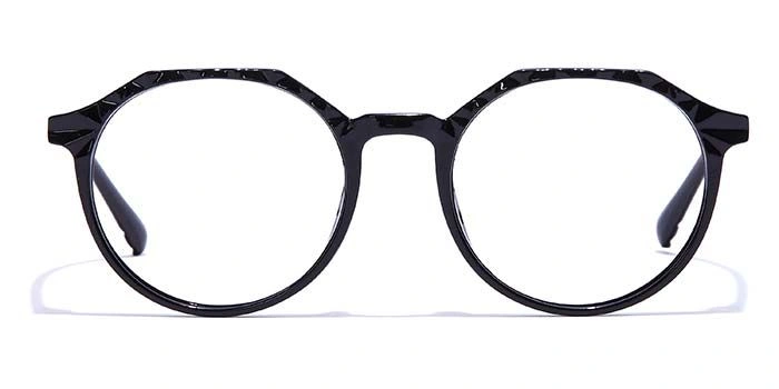 GRAVIATE by Coolwinks E12A7309 Glossy Black Full Frame Round Eyeglasses for Men and Women-