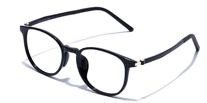 GRAVIATE by Coolwinks E12A7457 Glossy Black Full Frame Round Eyeglasses for Men and Women-BLACK-1