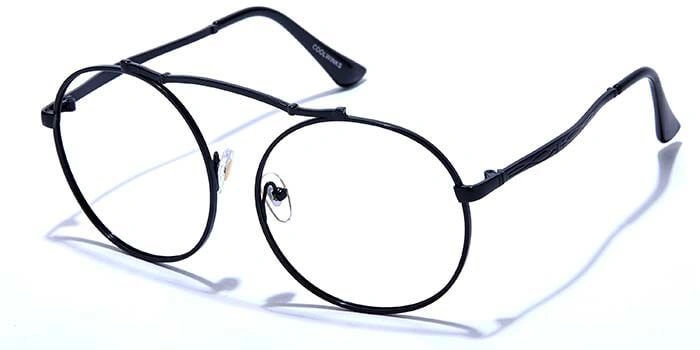 GRAVIATE by Coolwinks E12B6622 Glossy Black Full Frame Round Eyeglasses for Men and Women-BLACK-1