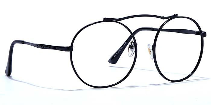 GRAVIATE by Coolwinks E12B6622 Glossy Black Full Frame Round Eyeglasses for Men and Women-BLACK-2