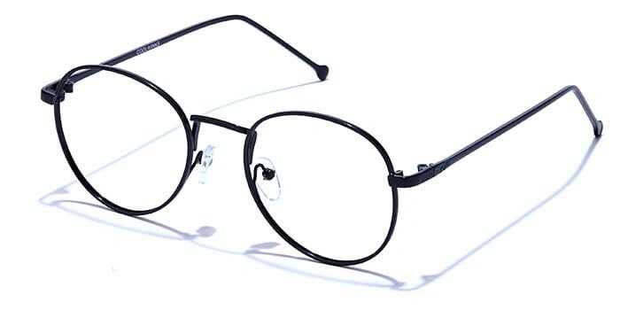 GRAVIATE by Coolwinks E12B6624 Glossy Black Full Frame Round Eyeglasses for Men and Women-BLACK-1