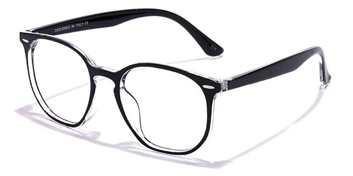 GRAVIATE by Coolwinks E12B6943 Glossy Black Full Frame Round Eyeglasses for Men and Women-BLACK-1