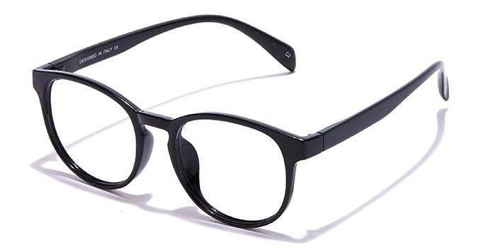 GRAVIATE by Coolwinks E12B6962 Glossy Black Full Frame Round Eyeglasses for Men and Women-BLACK-1