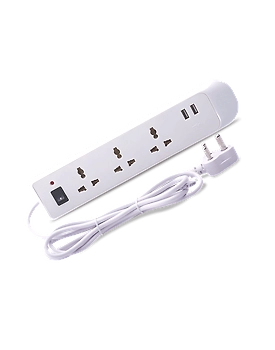 Bajaj 6A 3 Sockets, 2 USB Extension Board