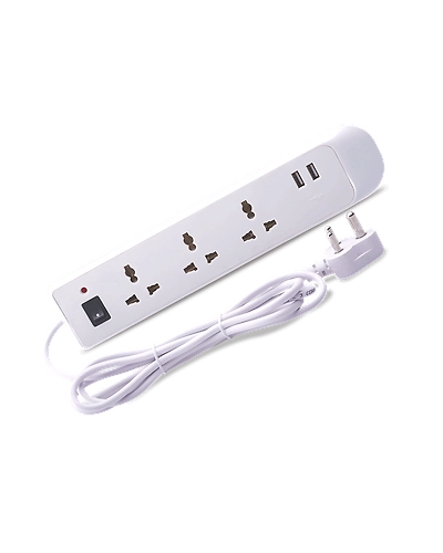 Bajaj 6A 3 Sockets, 2 USB Extension Board-