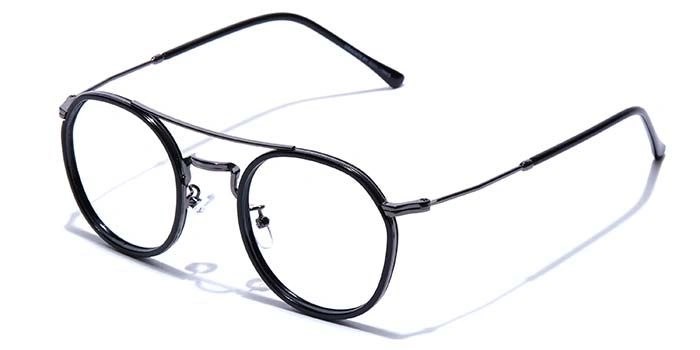 GRAVIATE by Coolwinks E12B7509 Glossy Black Full Frame Round Eyeglasses for Men and Women-BLACK-1